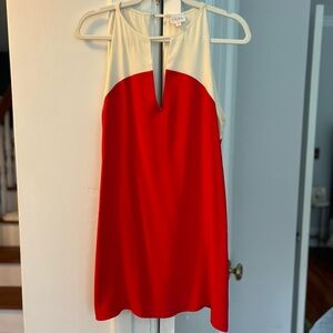 Parker Red/Cream Sleeveless Dress